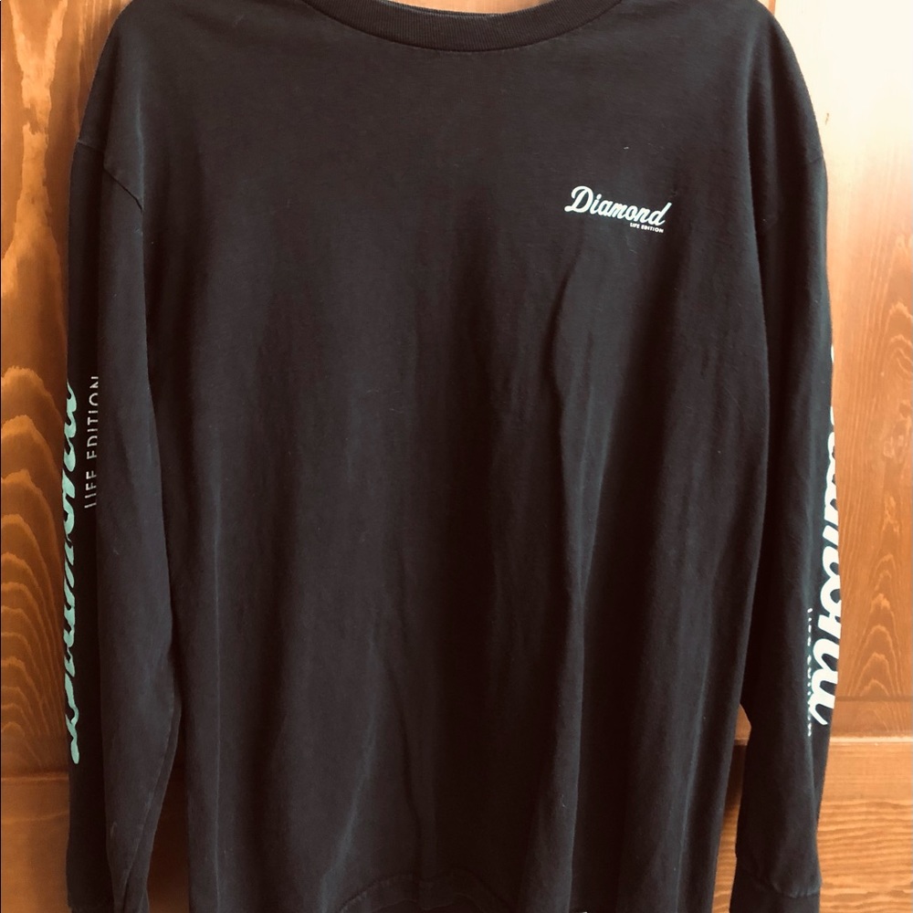 MENS BLACK DIAMOND LONG SLEEVE T-SHIRT